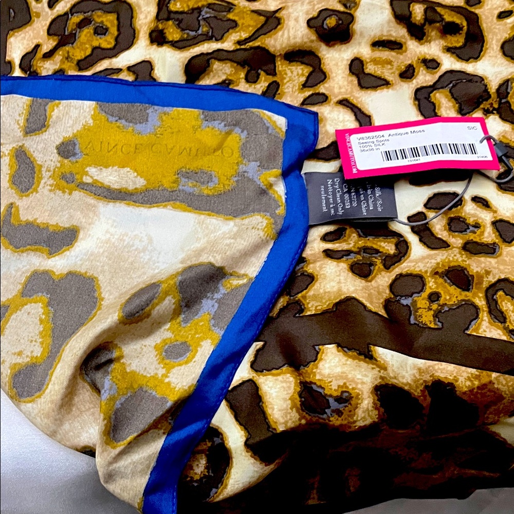 Vince Camuto Leopard Print Scarf - Brown, and beige and blue